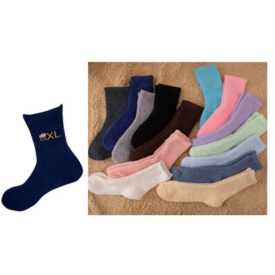 Bamtton™ Embroidery or Heat Transfer Unisex Logo Fuzzy Socks