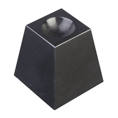 Jet Black Marble Cube with Top & Bottom Indentations