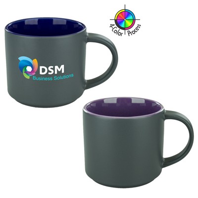 16 Oz. Two Tone Norwich Contemporary Mug w/Satin Graphite Exterior & Purple Interior - Full Color