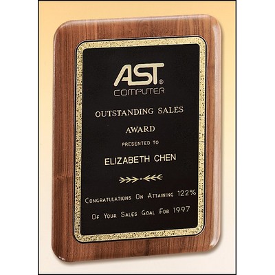 Airflyte® American Walnut Plaque w/Precision Elliptical Edge & Gold Florentine Border (7"x 9")