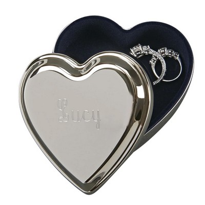 Shiny Silver Heart jewelry Box