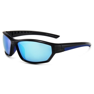 Sunglasses - Blue Mirror Lenses - Black and Blue Frames