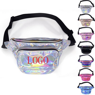 Neon Vinyl Holographic Fanny Pack Belt Waist Bum Bag Laser Travel Beach Purse