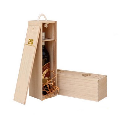 Single Wine Bottle Wooden Box With Handle