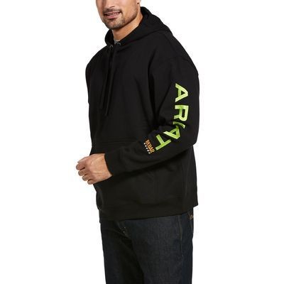 Ariat® Men's Black/Lime Rebar® Graphic Hoodie