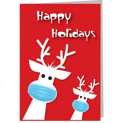 Masked Reindeer Covid-19 Holiday Greeting Card