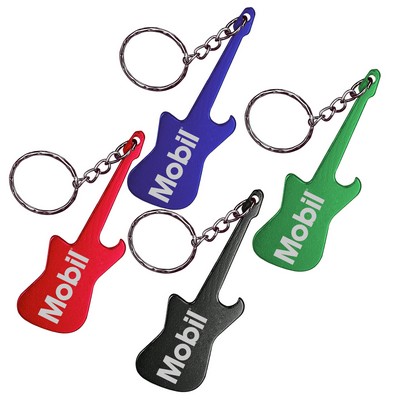 Guitar Shaped Aluminum Bottle Opener w/Keychain