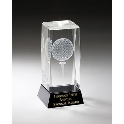 3-D Golf Ball Image on Black Crystal Base, Medium (2-1/2"x4")