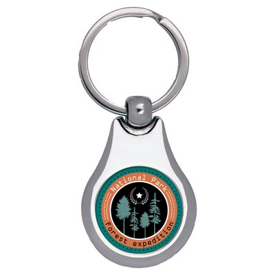 Silver Pear Sublimatable Keychain with White Insert