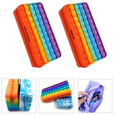 Silicone Rainbow Pencil Storage Bag