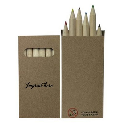 6 Piece Colored Pencil in Brown Box