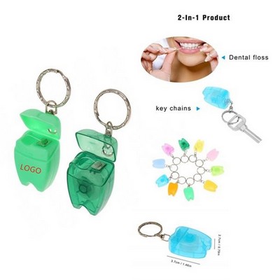 Tooth Shape Dental Floss Keychain