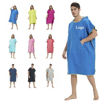 Quick-drying Surf Poncho Changing Robe with Hood And Front Poacket(110x90cm)