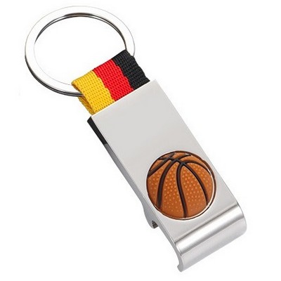 Basketball Bottle Opener Keychain w/Strap