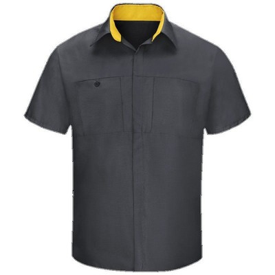 Red Kap® Short Sleeve Performance Plus Shop Shirt w/OilBlok Technology - Charcoal Gray/Yellow