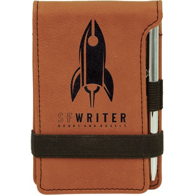 3 1/4" x 4 3/4" Rawhide Leatherette Mini Notepad with Pen