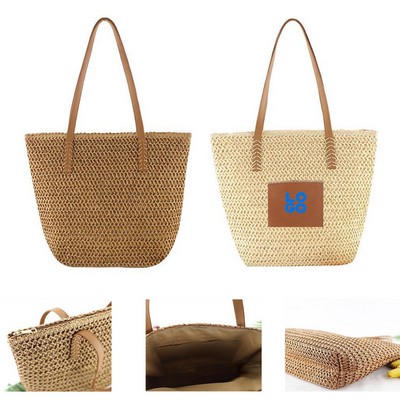 Womens Large Straw Beach Tote Bag