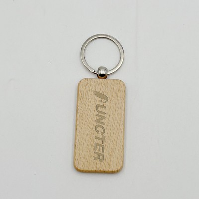 Rounded Rectangle Wooden Key Tag