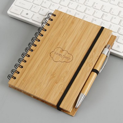 Spiral Notebook w/Bamboo Wooden Cover