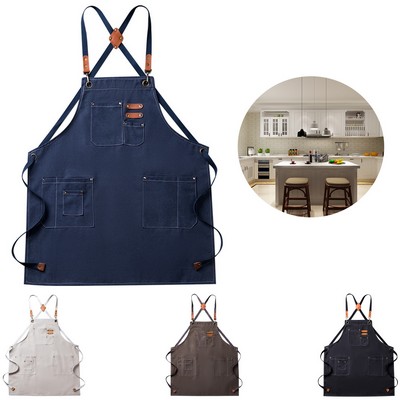 Customizable Denim Apron for Work with Adjustable Straps