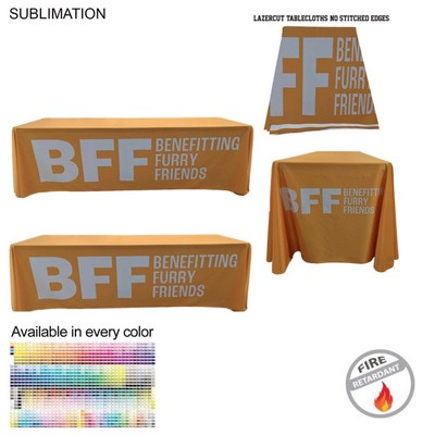 8' LazerCut 4-Sided PREMIUM Sublimated Tablecloth, Drape Style, Closed Back