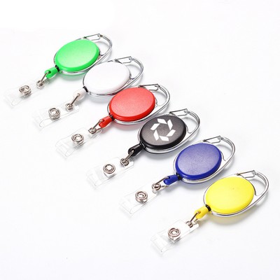 Oval Retractable Badge Holder with Back Clip