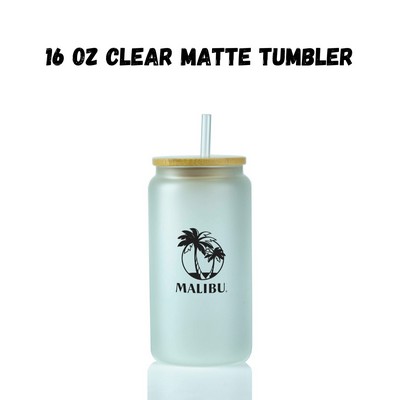 16 oz Frosted Matte Glass Tumbler