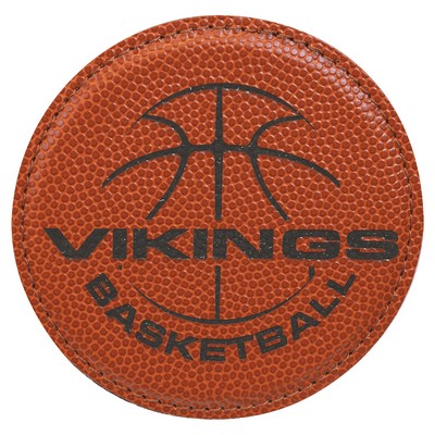 4" Round Basketball Leatherette Coaster