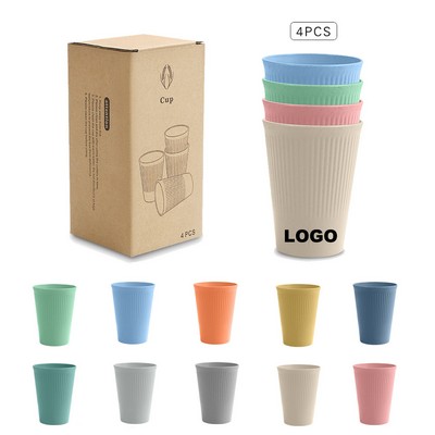 4 Pcs Custom Wheat Straw Cup Set