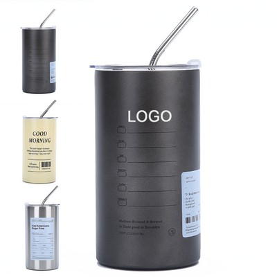 20 Oz Straight Coffee Tumbler With Metal Straw