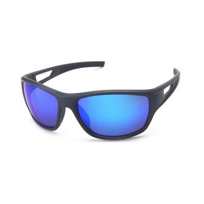 Sunglasses - Blue Mirror Lenses - Black Frames