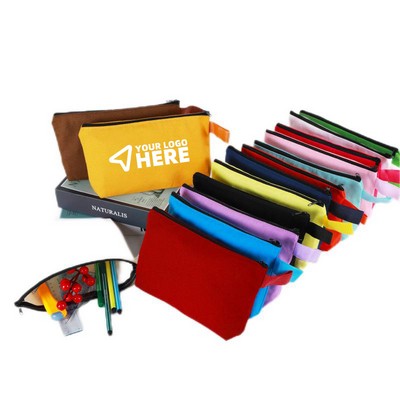 Colourful canvas pencil bag zip model hand carry cosmetic bag organization storage stationery bag