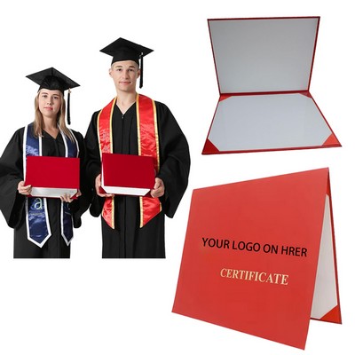 Custom University Diploma Cover Graduation Red Velvet Certificate Holder for Award Certificates