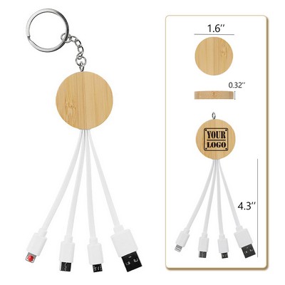 Bamboo USB Charging Cable Keychain