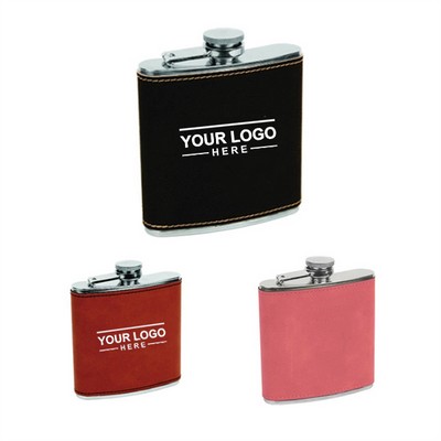 Leather-Wrapped Stainless Steel Flask