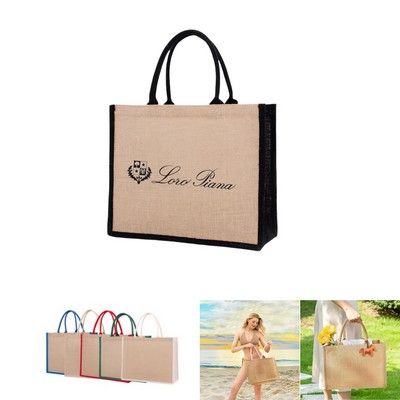 Large Jute Tote Bag with Handles