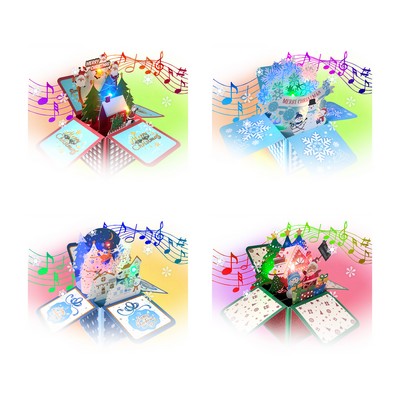 3D Popup Christmas Greeting Box With Music and Lights