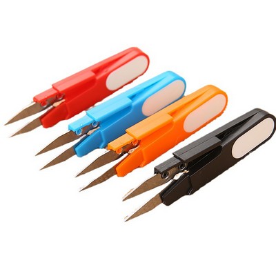 Candy-colored Cap U-shaped Plastic Handle Scissors