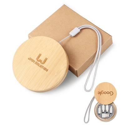 Bamboo Storage Box with Fast Charging Cable Kit