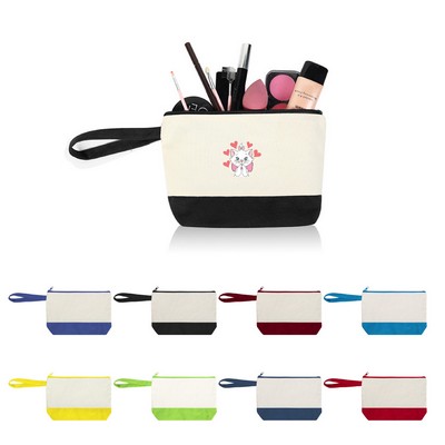 Two-Tone Canvas Cosmetic Bag