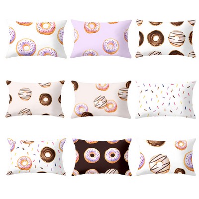 Full Printed 20 x 26 Inch Premium Doughnut Polyester Short Plush Throw Pillowcase W/Hidden Zipper