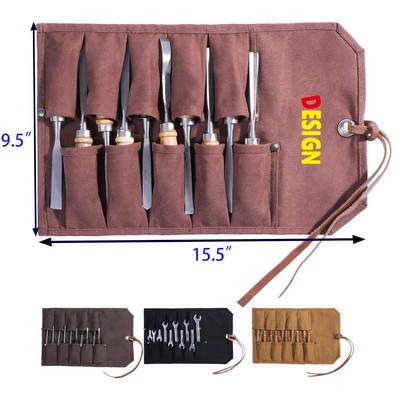 Tool Roll Up Bag with 10 Staggered Tool Pockets