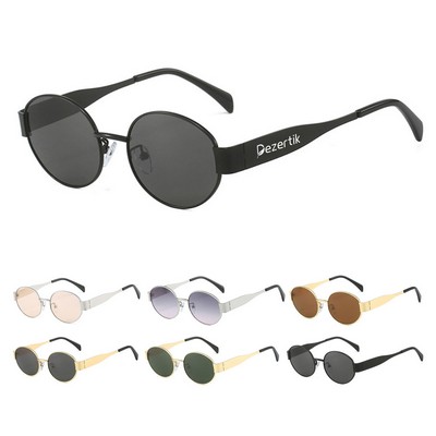 Oval-Shaped Stylish Metal Sunglasses