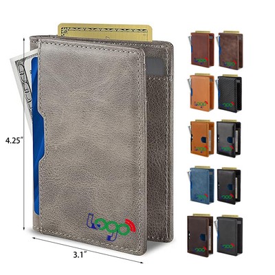 Men Slim Mens leather RFID Blocking Minimalist Card Front Pocket Bifold Travel Thin Wallet