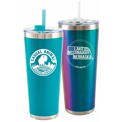 22oz Stainless Steel Vacuum Tumbler w/straw