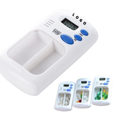 Multi-Alarm Timer Pill Box w/2 Compartments