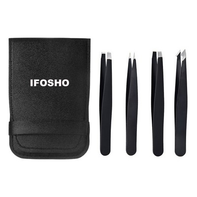 Professional Stainless Steel Tweezers Set with Travel Case