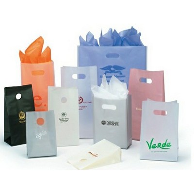 Frosted Plastic Bag w/ Die Cut Handle (12"x4 1/2"x16"x4 1/2")