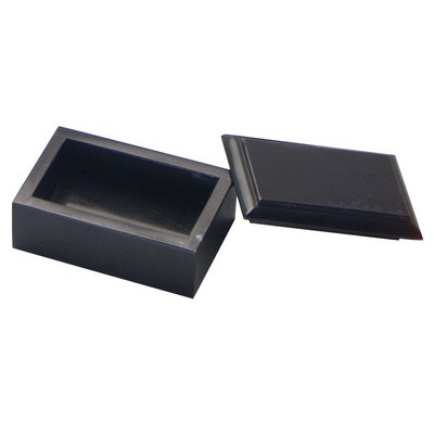 Jet Black Marble Business Card Box with Lid