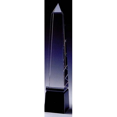 Black Optic Crystal Eminence Obelisk Award w/Base (12"x2-3/8")